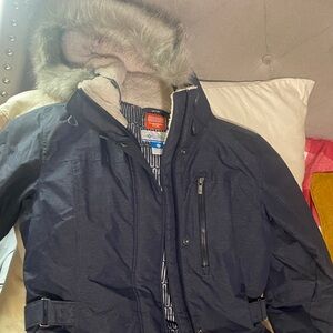 Black Men's Jacket with Fur Hood